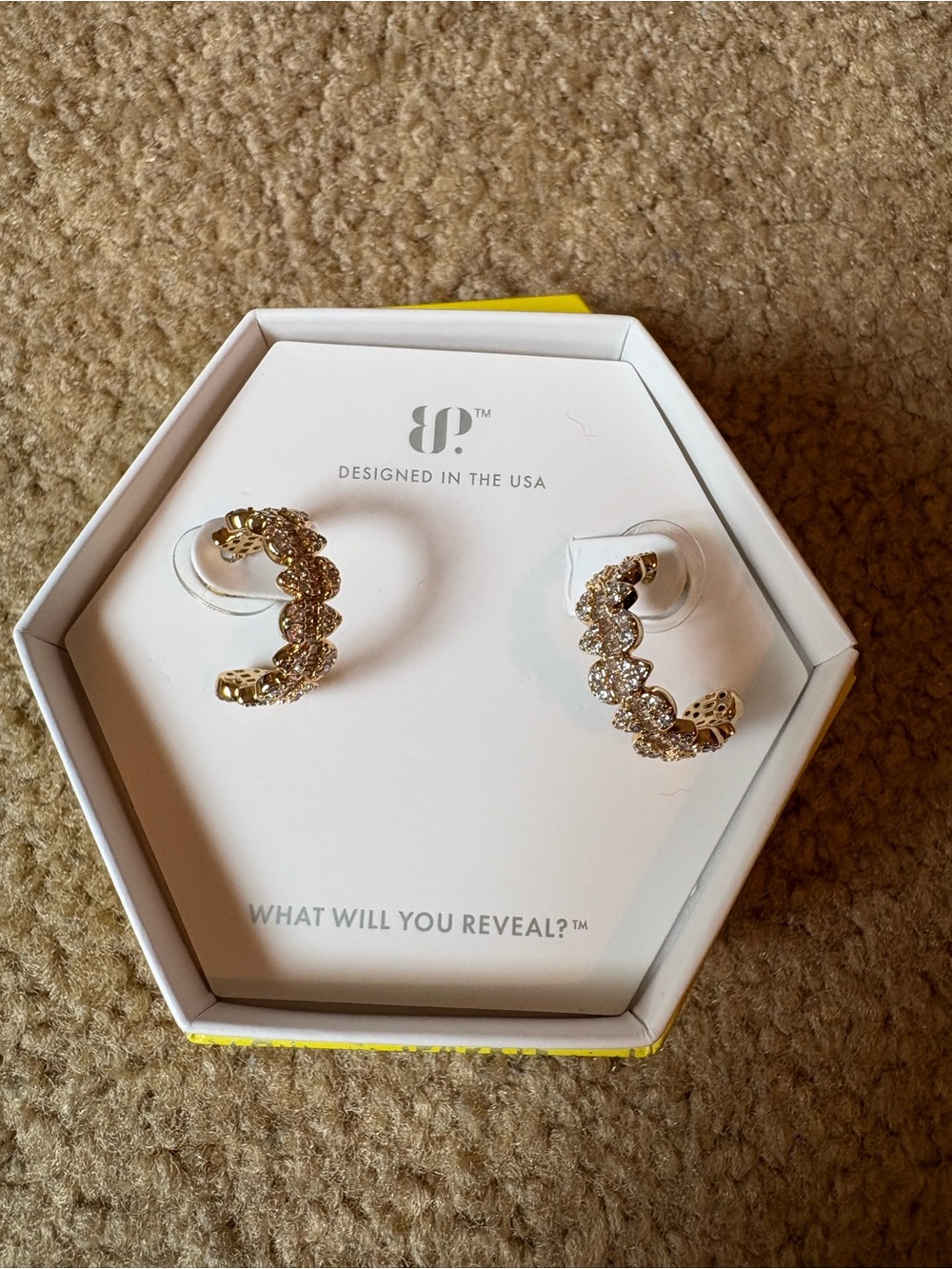 Gold Scallop Crystal Hoop Earrings - Designed in the USA